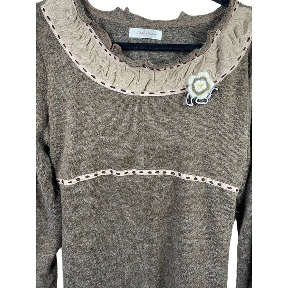 Simply Couture Wool Blend Knit Embellished Sweater Dress Medium Cottagecore - Picture 8 of 15